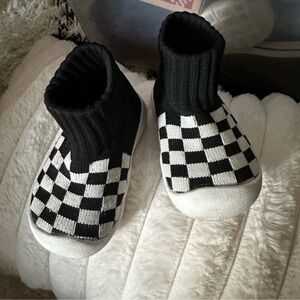 Kids Black and White Checkered Slip-On Shoes
